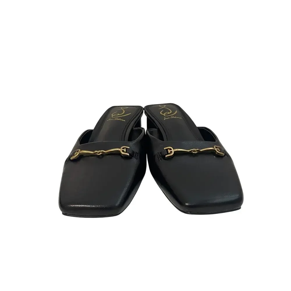 Sam Edelman Ollie Women’s Black Leather Horsebit Square Toe Block Heel Mule 6.5 - Picture 3 of 11